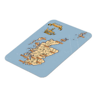 Ímã Mapa de viagem ilustrado da Escócia