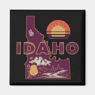 Imã Mapa de Viagem Vintage Idaho Estado Americano Retr