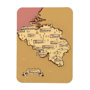 Ímã Mapa de Viagens vintage da Bélgica