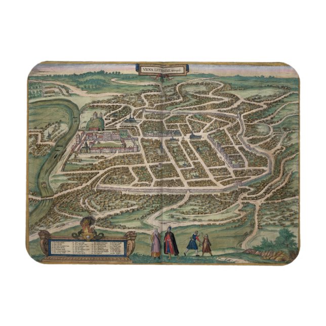Ímã Mapa de Vilnius, Lituânia, de Civitates Orbis T (Horizontal)