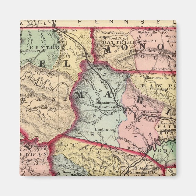 Imã Mapa de Winfield, Virgínia Ocidental (Frente)