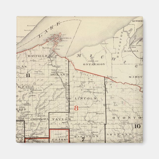 Imã Mapa de Wisconsin (Frente)