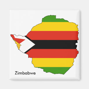 Imã Mapa de Zimbabwe e ímã temático da bandeira