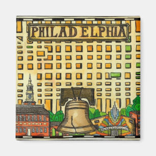 Imã Mapa desenhado mão de Philadelphfia