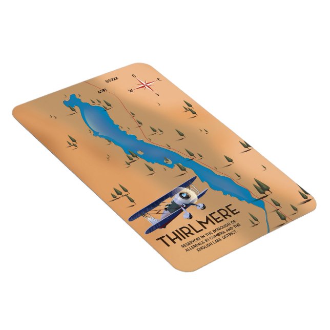 Ímã Mapa distrital do Lago de Trélmere Reservoir (Lado Direito)