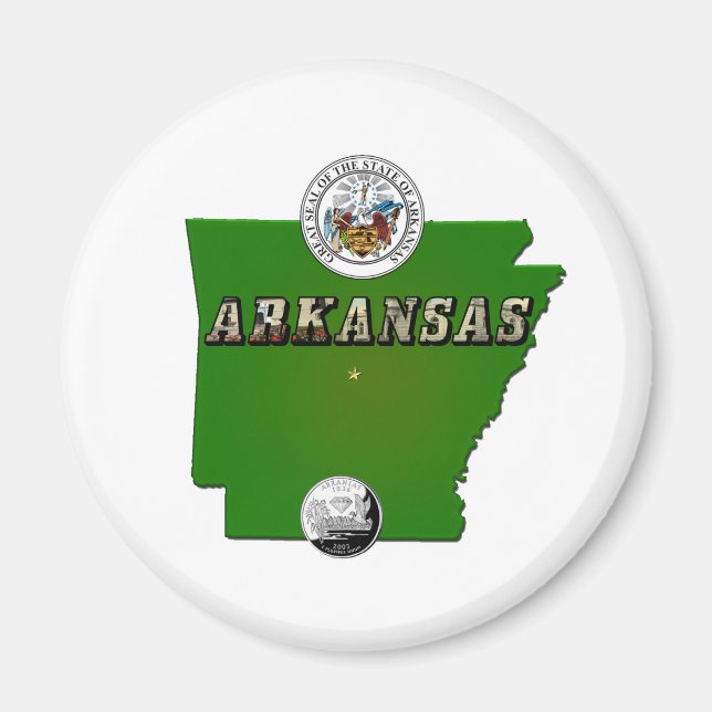 Imã Mapa do Arkansas, Selo e Serviço Estatal Faux Quar (Frente)
