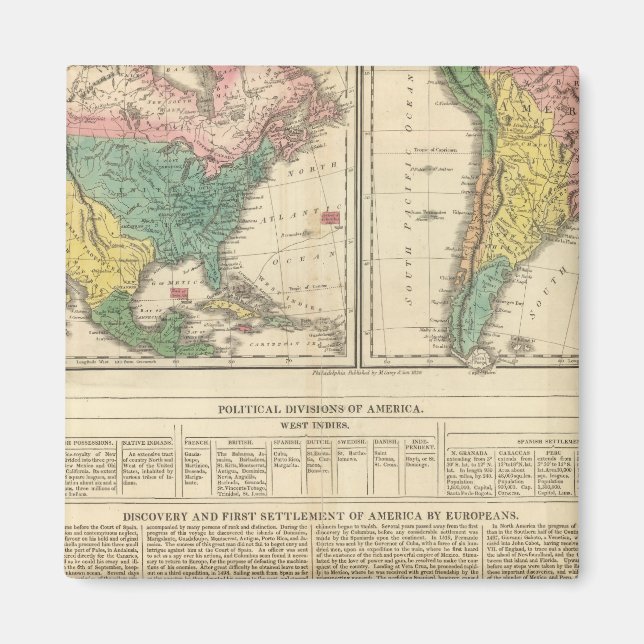 Imã Mapa do Atlas Americano, Descoberta Europeia (Frente)