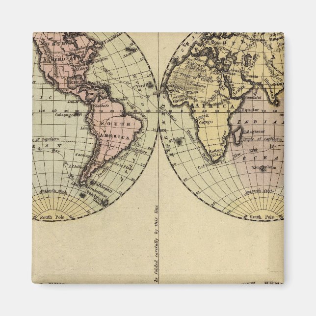 Imã Mapa do Atlas Colorido dos Hemisférios (Frente)