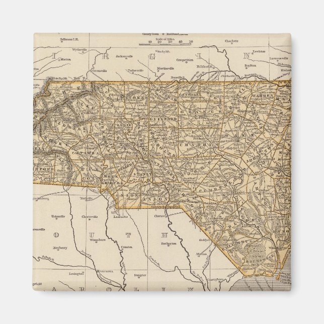 Imã Mapa do Atlas da Carolina do Norte (Frente)