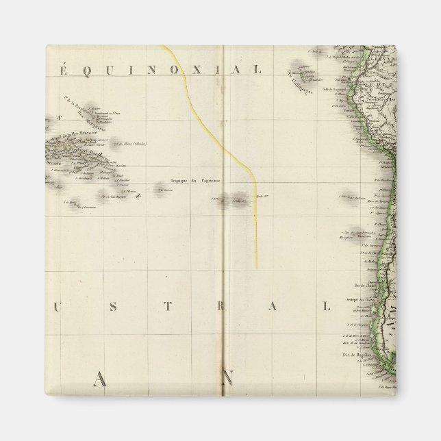 Imã Mapa do Atlas do Oceano Pacífico (Frente)