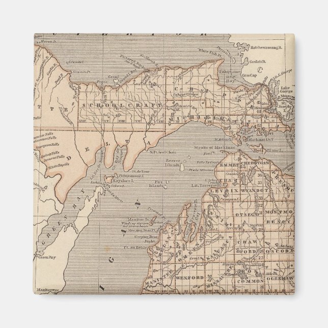 Imã Mapa do Atlas Michigan (Frente)