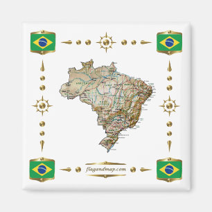 Imã Mapa do Brasil + ímã dos sinalizadores