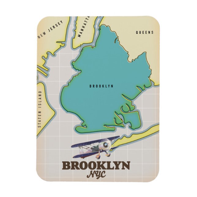 Ímã Mapa do Brooklyn Nova York (Vertical)
