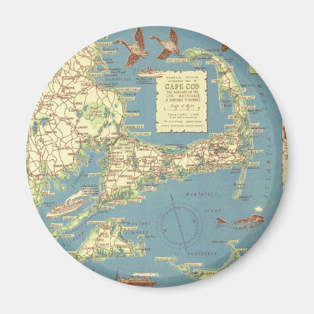 Imã Mapa do Cabo Vintage (1940) (Frente)