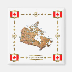 Imã Mapa do Canadá + ímã dos sinalizadores