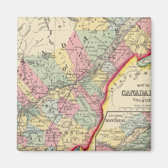 Imã Mapa Do Canadá Para Leste Em Condados (Frente)