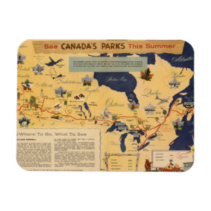 Ímã Mapa do Canadá - Parques do Canadá
