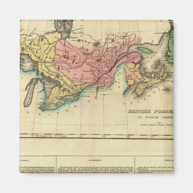 Imã Mapa Do Canadá Superior E Inferior (Frente)