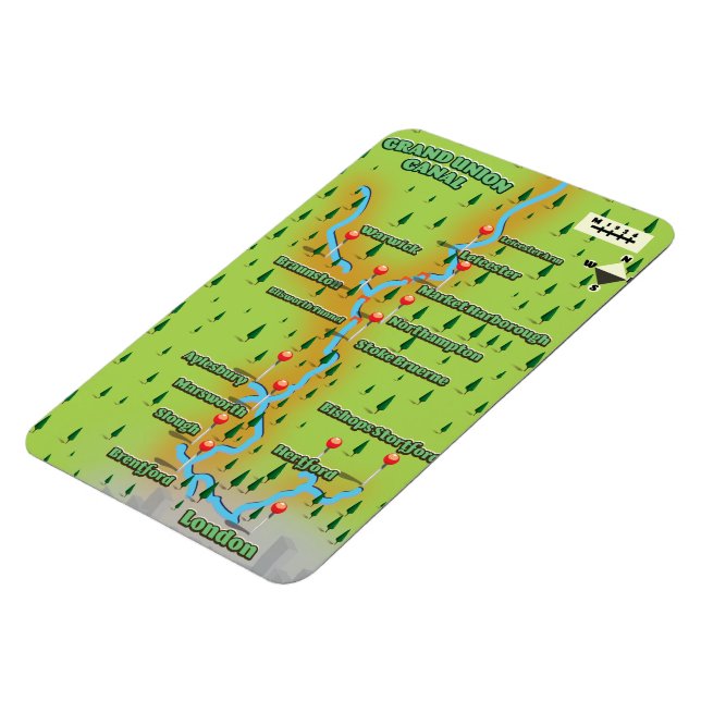 Ímã Mapa do Canal da Grande União (Left Side)