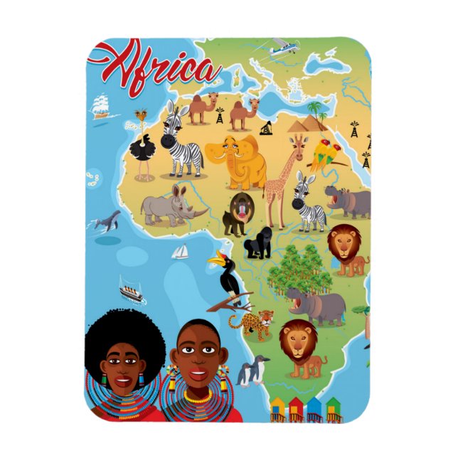 Ímã Mapa do Cartoon Africano (Vertical)