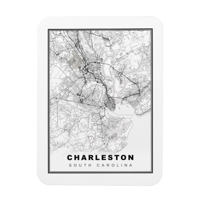 Ímã Mapa do Charleston (Vertical)