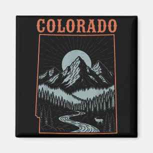 Imã Mapa do Colorado Vestindo Montanhas Retro