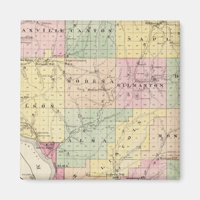 Imã Mapa do Condado de Buffalo e da Aldeia (Frente)