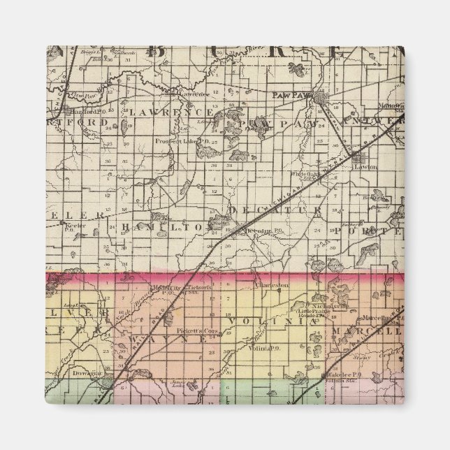 Imã Mapa do Condado de Cass, Michigan (Frente)