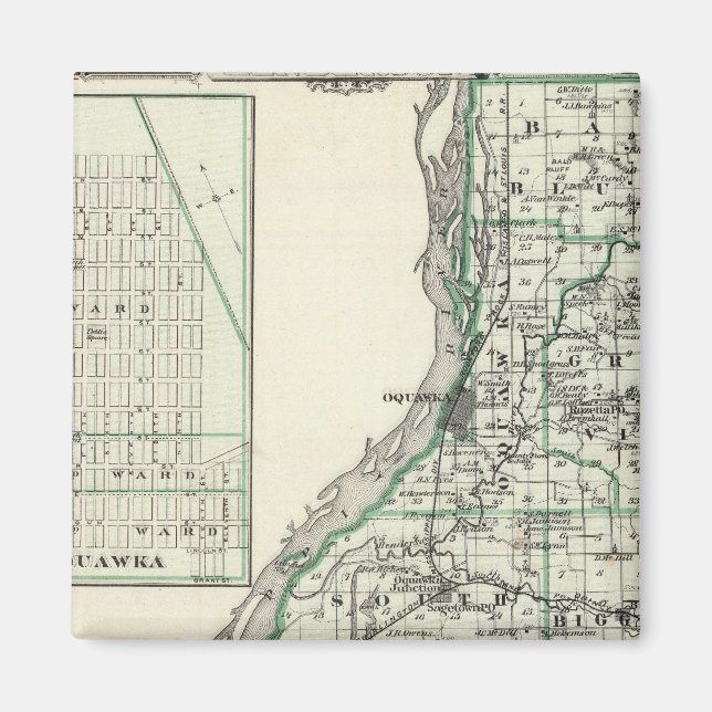 Imã Mapa do condado de Henderson e Oquawka (Frente)