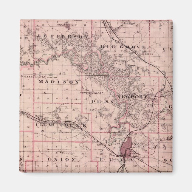 Imã Mapa do Condado de Johnson, Estado de Iowa (Frente)