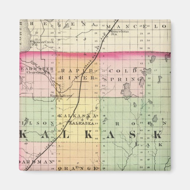 Imã Mapa do condado de Kalkaska, Michigan (Frente)