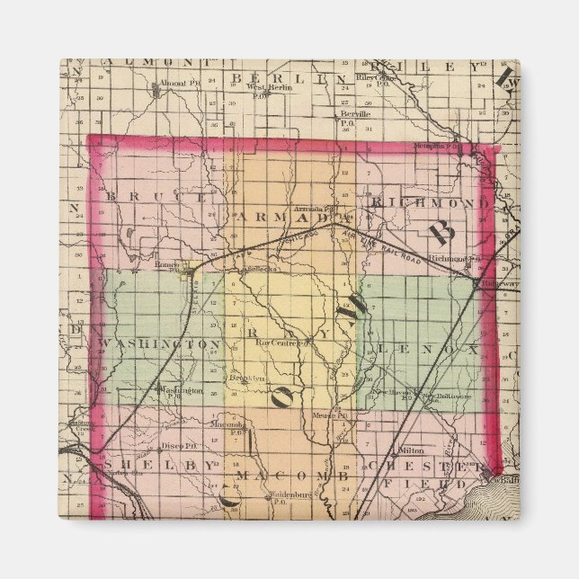 Imã Mapa do Condado de Macomb, Michigan (Frente)