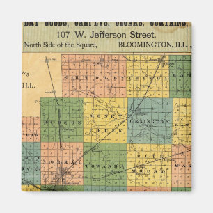 Imã Mapa do Condado de McLean, Illinois 1886