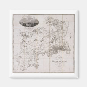 Imã Mapa do condado de Middlesex, publicado 1819