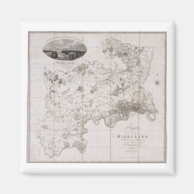 Imã Mapa do condado de Middlesex, publicado em 1819 (Frente)