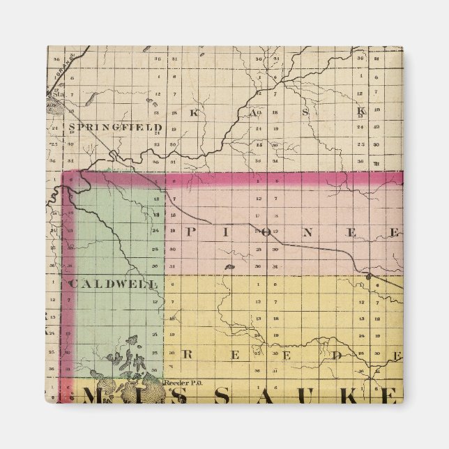 Imã Mapa do Condado de Missaukee, Michigan (Frente)