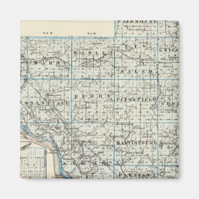 Imã Mapa do Condado de Pike e de Pittsfield (Frente)