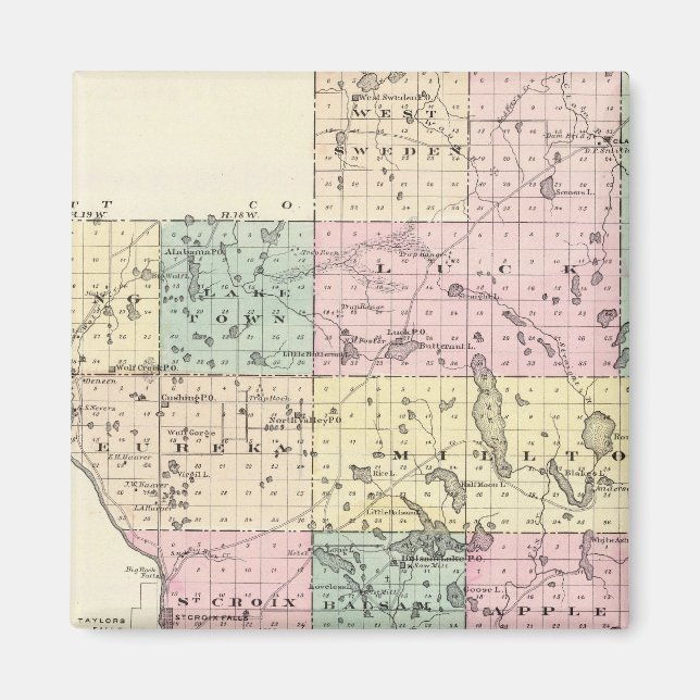 Imã Mapa do Condado de Polk, Estado de Wisconsin (Frente)