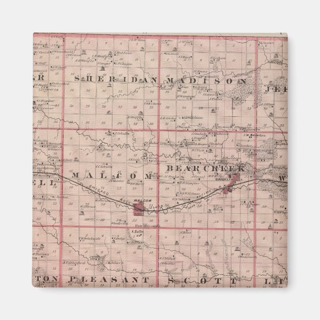 Imã Mapa do Condado de Poweshiek, Estado de Iowa (Frente)