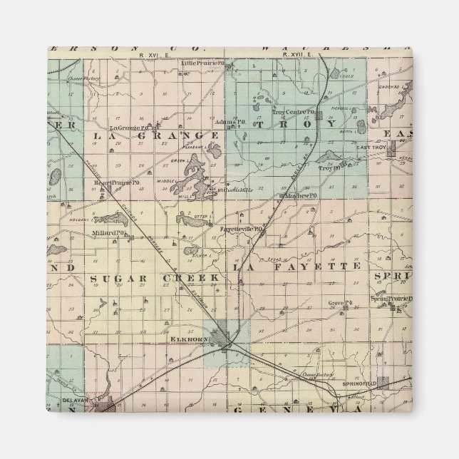Imã Mapa do Condado de Walworth, Estado de Wisconsin (Frente)