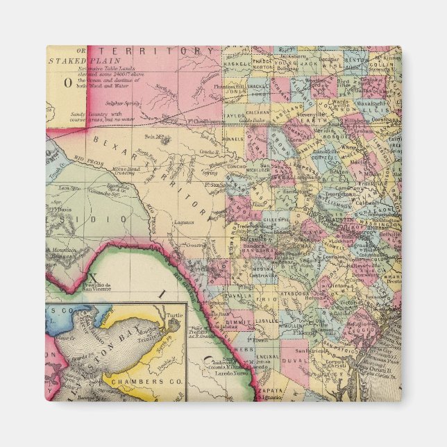Imã Mapa Do Condado Do Texas (Frente)