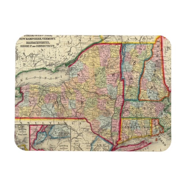 Ímã Mapa Do Condado Dos Estados De Nova Iorque (Horizontal)