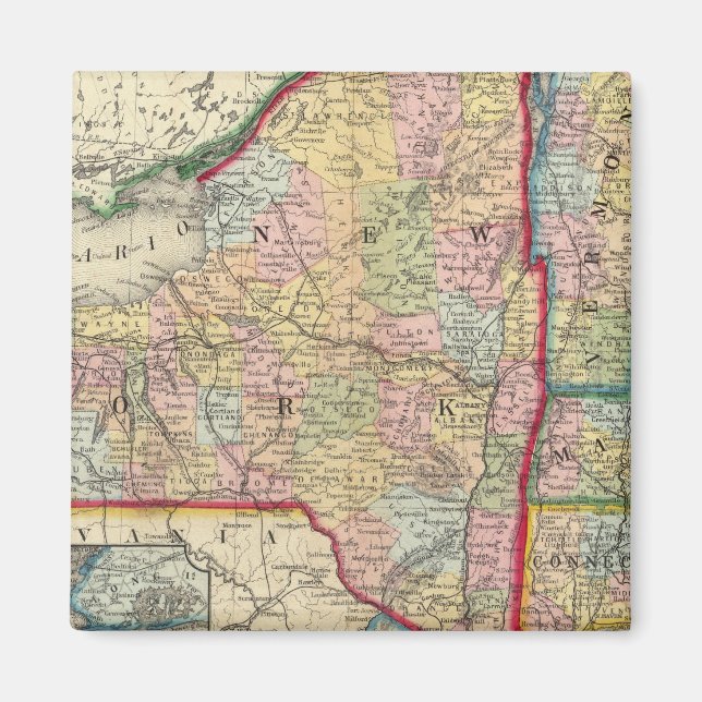 Imã Mapa Do Condado Dos Estados De Nova Iorque (Frente)