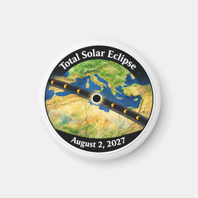 Imã Mapa do Eclipse Solar Total de 2027 (Frente)
