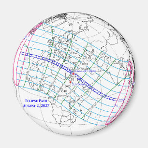 Imã Mapa do Eclipse Solar Total de 2027