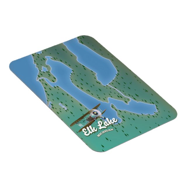 Ímã Mapa do Elk Lake Michigan (Lado Direito)