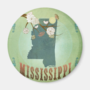 Imã Mapa do Estado da Vintage Moderno do Mississippi -