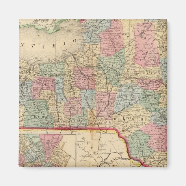 Imã Mapa do Estado de Nova Iorque por Mitchell (Frente)