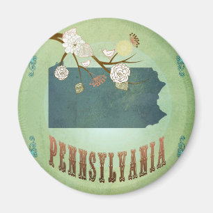 Imã Mapa do estado de Pensilvânia - verde