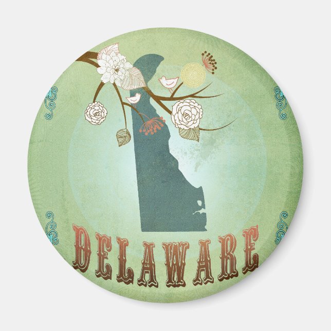 Imã Mapa do Estado Delaware - Verde (Frente)